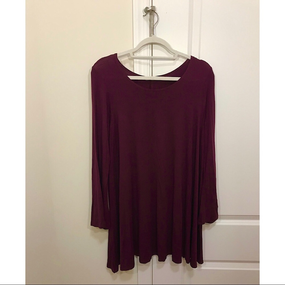 Plum Bell Sleeve Swing Dress
